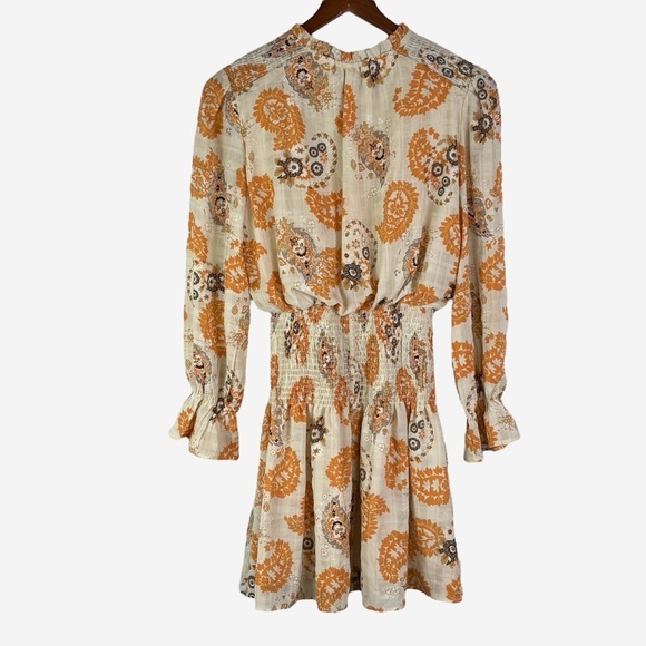 Anthropologie Bishop + Young Marmot Mini Dress Size S Paisley Smocked Waist - Picture 5 of 13